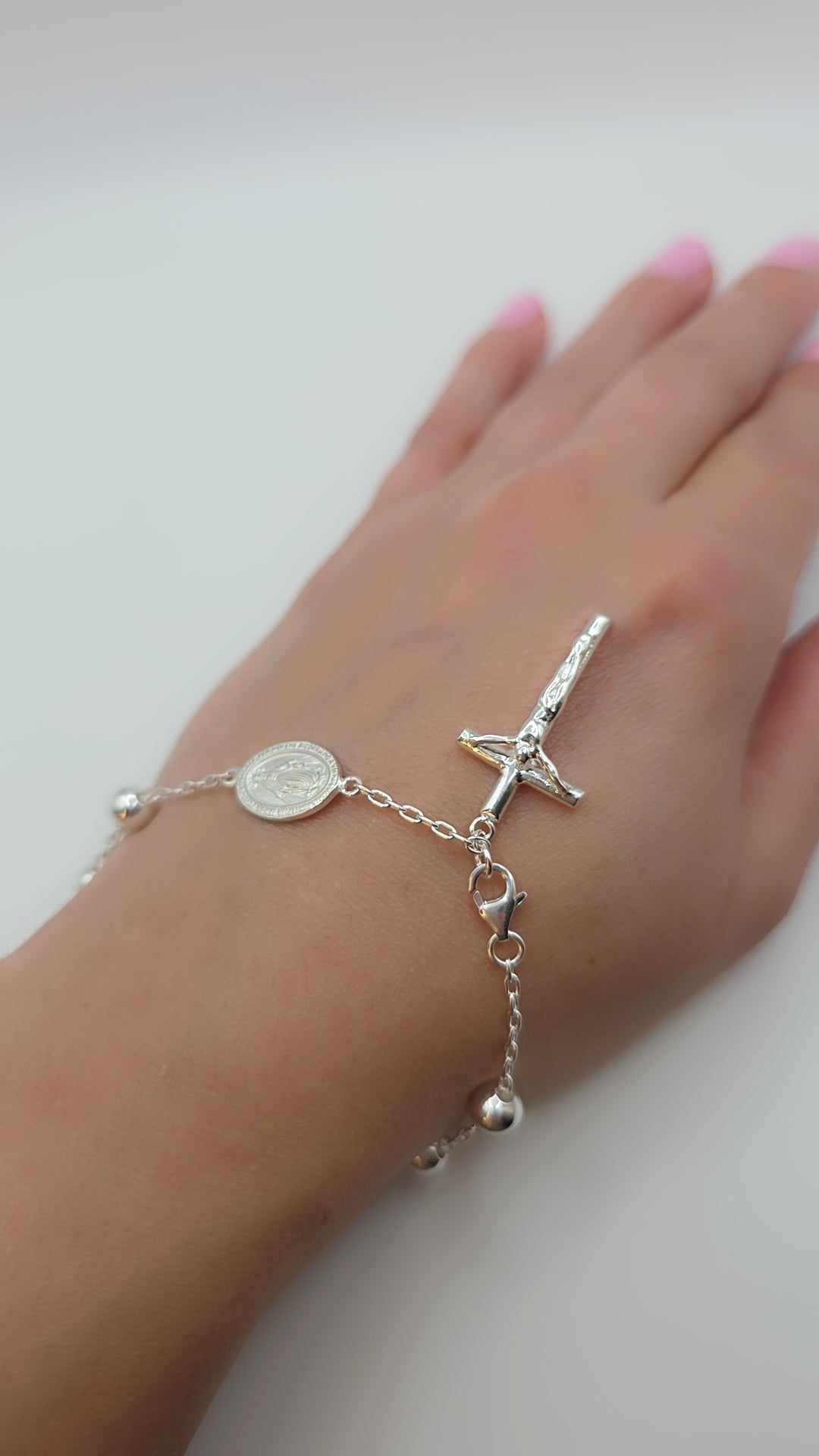 High Polished 925 Sterling Silver Rosary Bracelet