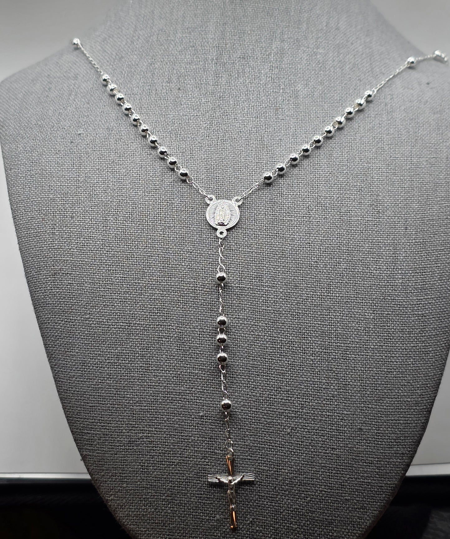 High Polished 925 Sterling Silver Cross Rosary