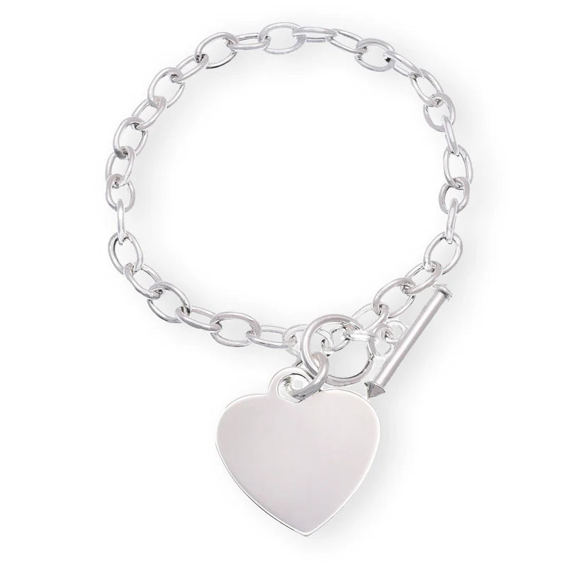 High Polished 925 Sterling Silver 22.5mm x 24mm Heart Charm Bracelet