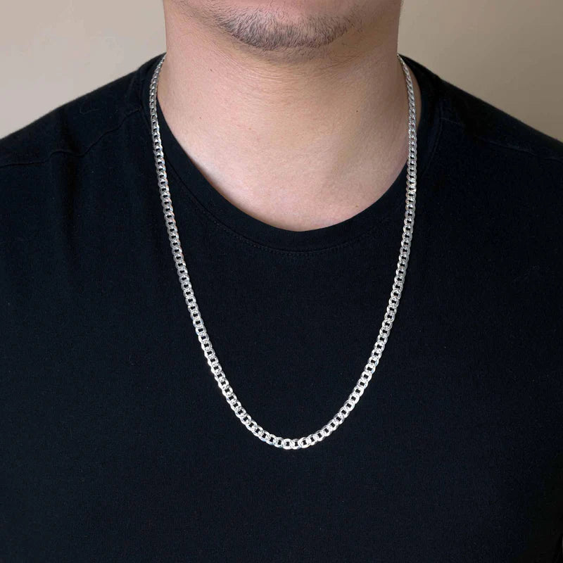 6.1MM Curb 1 Side Diamond Cut 1 Side Plain Chain