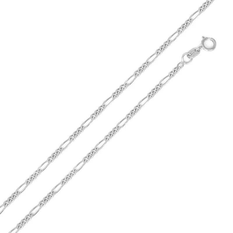 1.7MM Rhodium Plated 925 Sterling Silver Figaro Chain