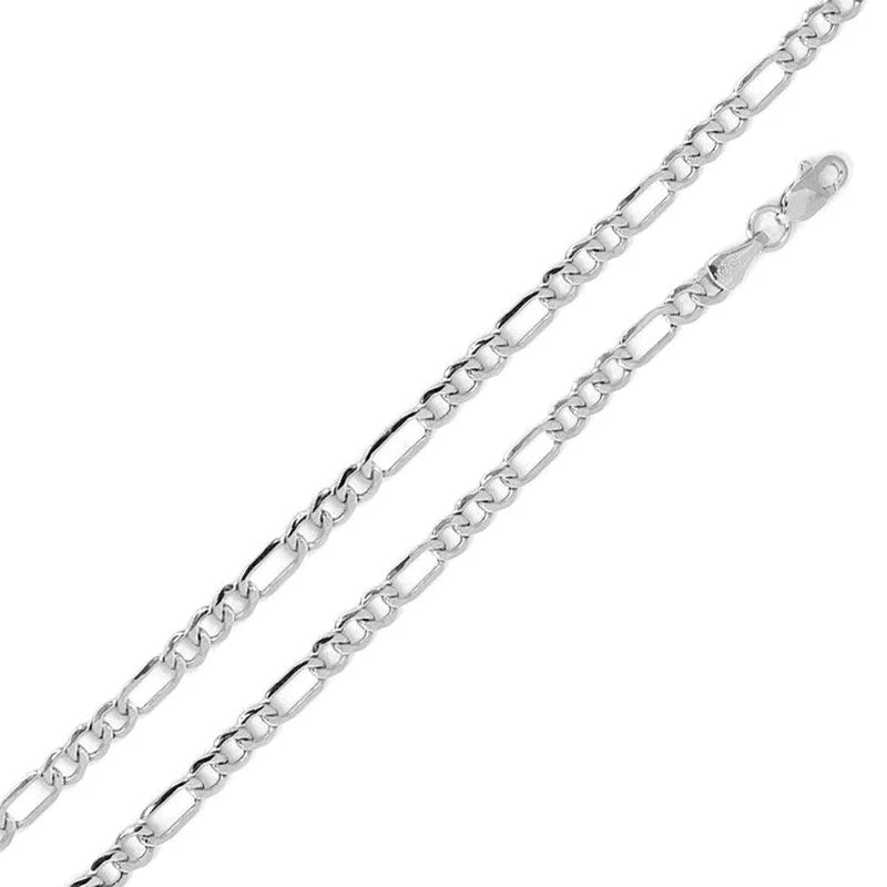4MM 925 Sterling Silver Flat Light Weight Figaro Chain