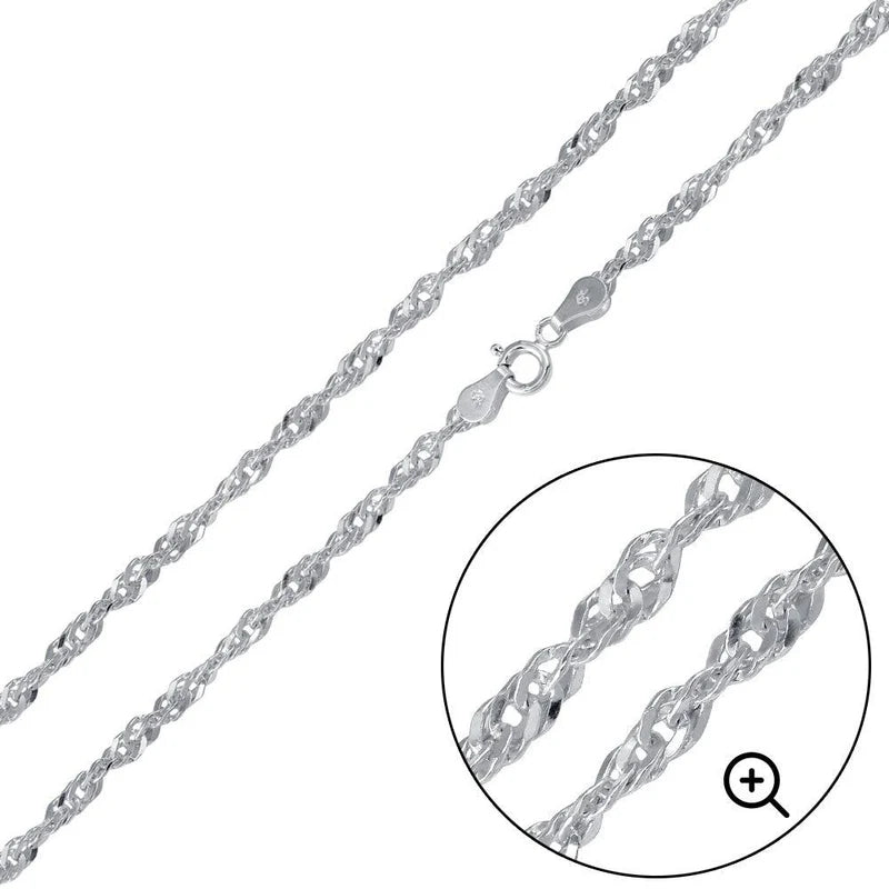 2MM 925 Sterling Silver Singapore Chain