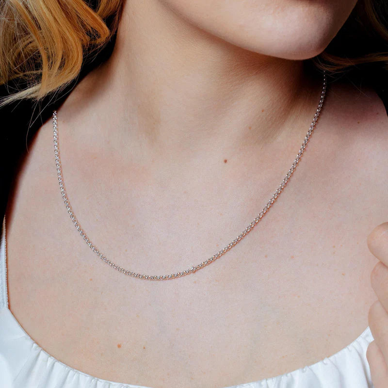 925 Sterling Silver Round Diamond Cut Rolo Chain 1.95mm