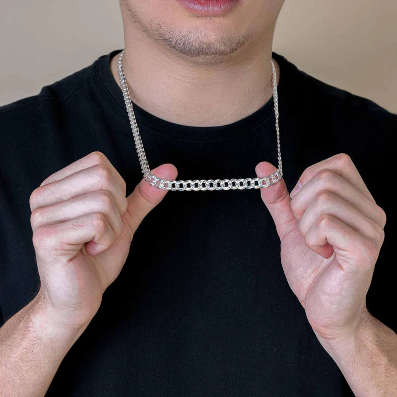 8.9MM Curb 1 Side Diamond Cut 1 Side Plain Chain