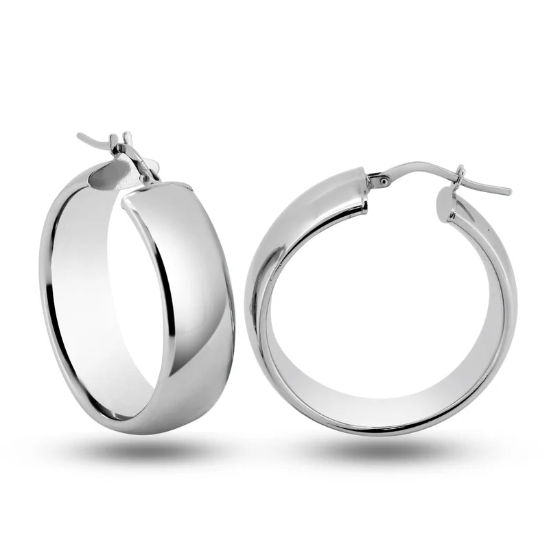 925 Sterling Silver High Polished Sterling Silver 9mm Hoop Earrings