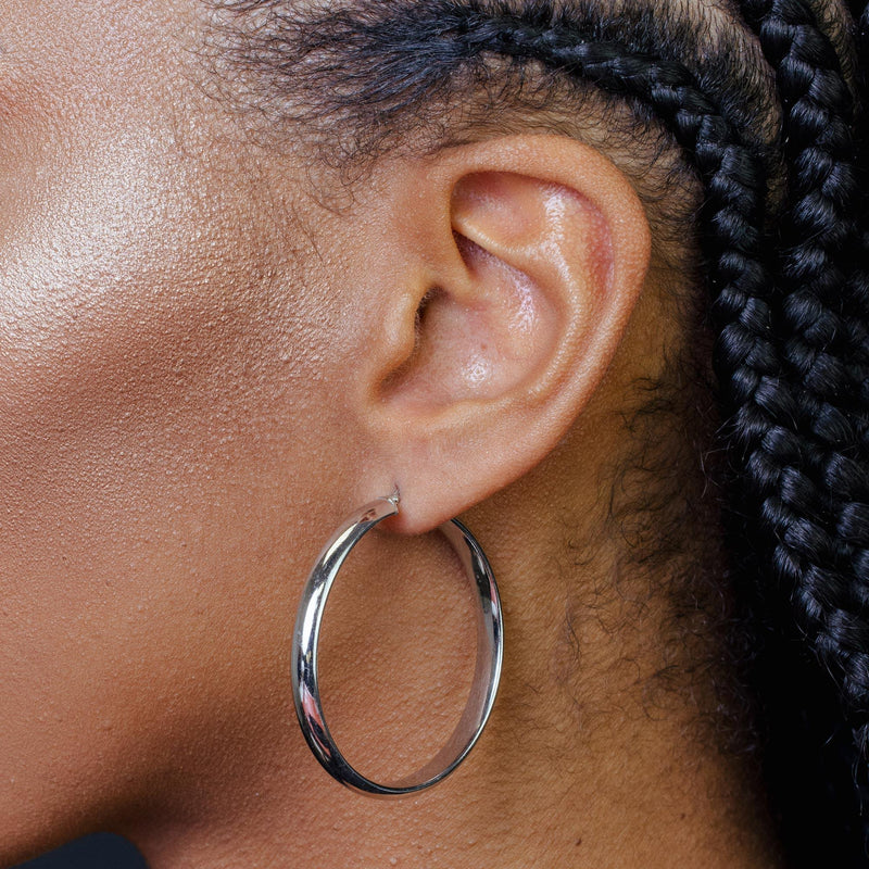 5MM 925 Sterling Silver Electroforming Rounded Hoop Earrings