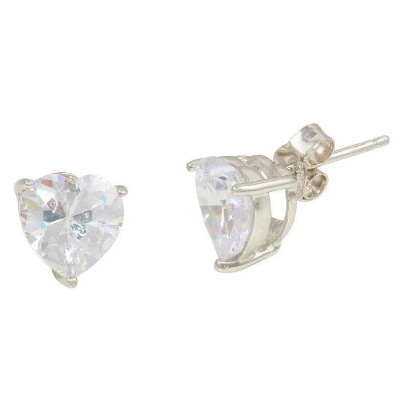 925 Sterling Silver Heart Stone Stud Earrings