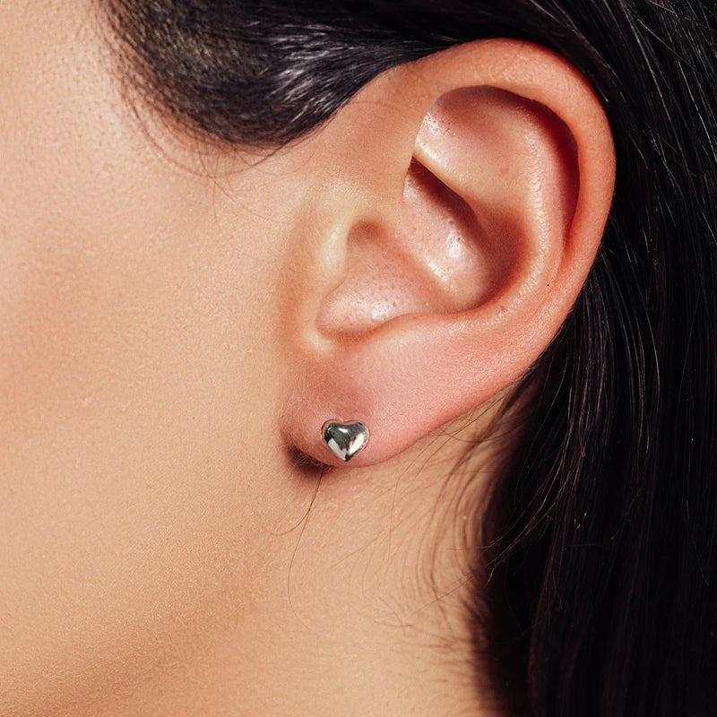 925 Sterling Silver Heart Post Earrings