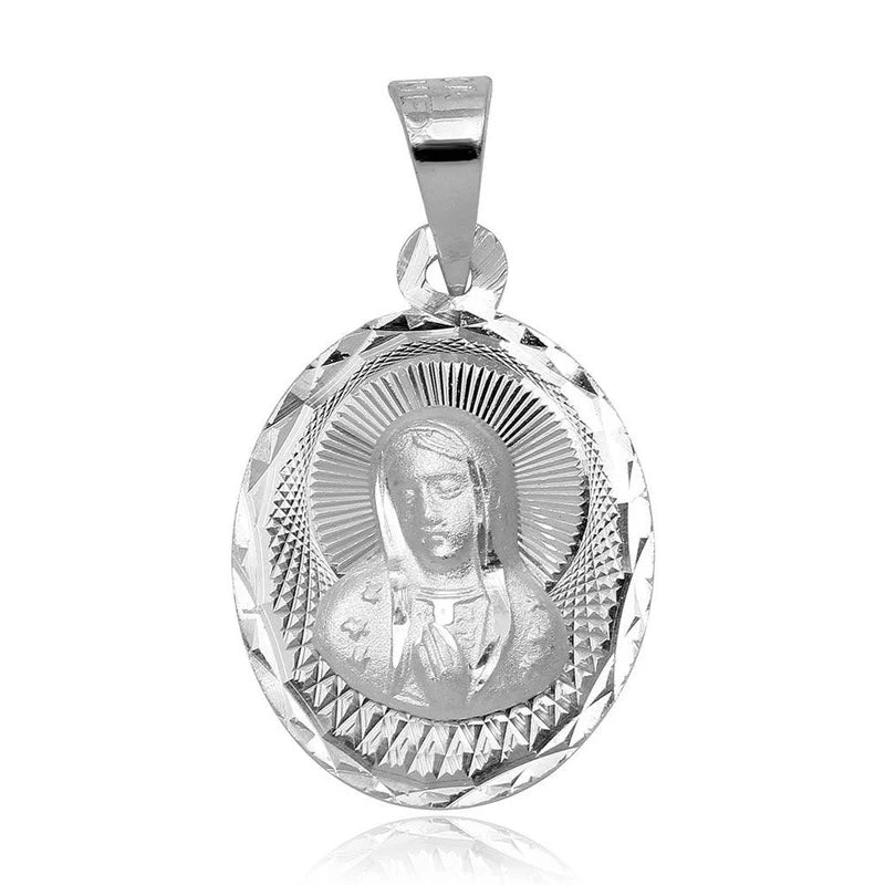 925 Sterling Silver High Polished DC Lady of Guadalupe Medallion Charm