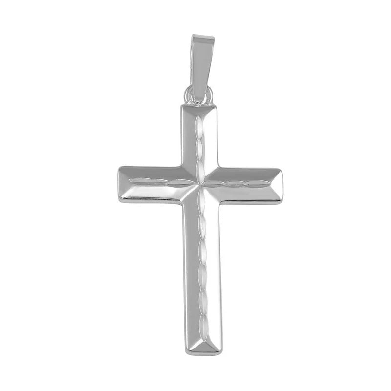 925 Sterling Silver High Polished Flat Cross Pendant