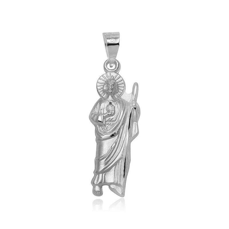 925 Sterling Silver High Polished Small St. Jude Charm Pendant