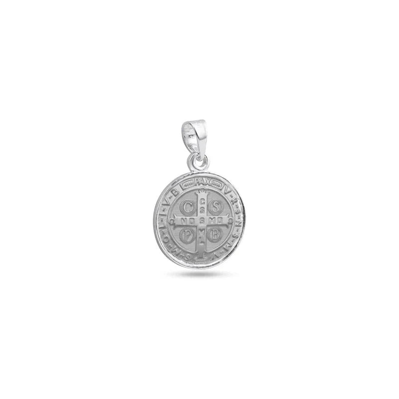 925 Sterling Silver High Polished Saint Benedict Medallion 16.4mm Pendant