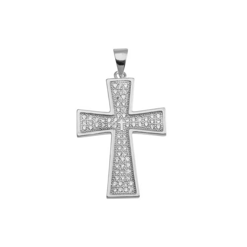 925 Sterling Silver Cross CZ Hip Hop Pendant