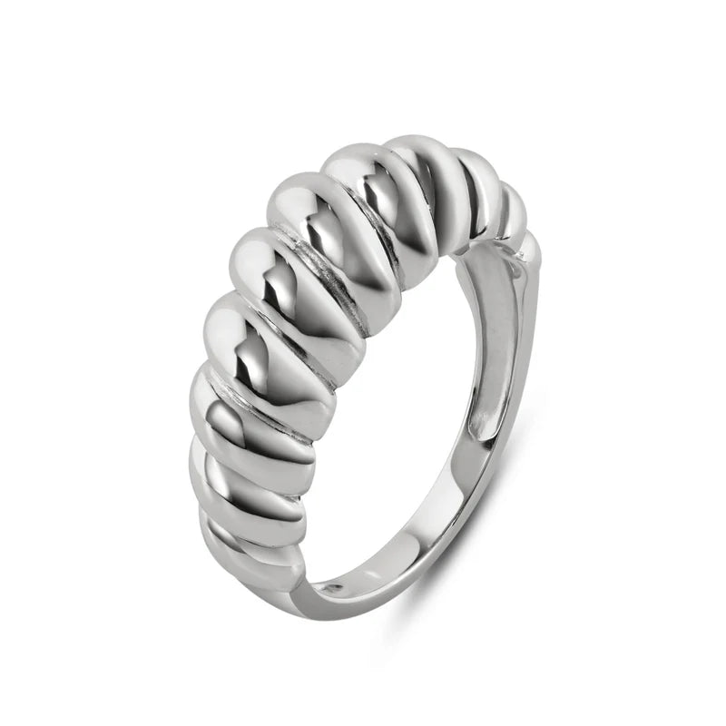 925 Sterling Silver Croissant Design Ring 7.9mm