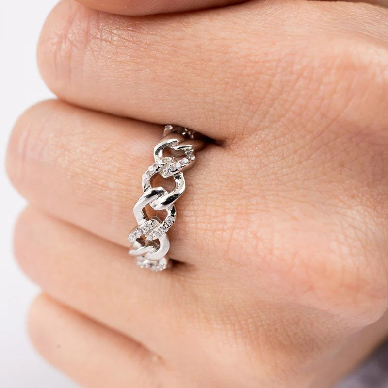 925 Sterling Silver Curb Design Link Ring 5.8mm