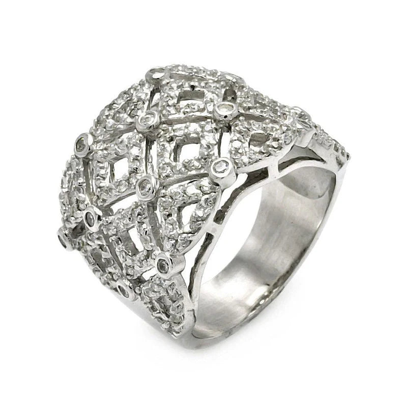 925 Sterling Silver CZ Net Ring