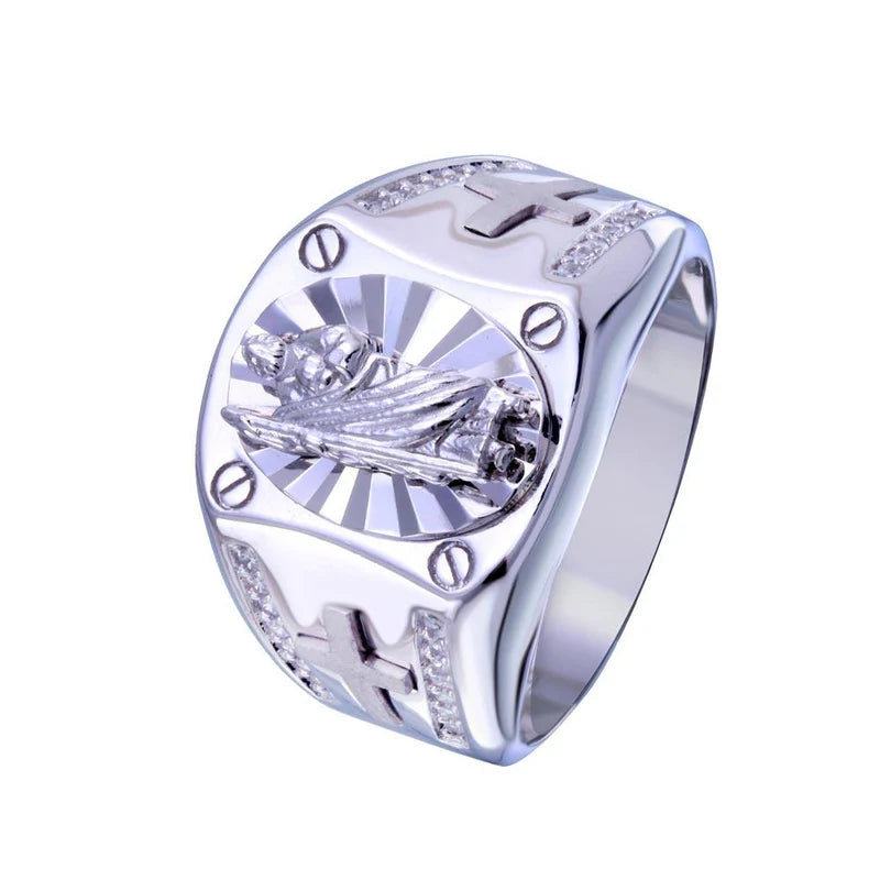 925 Sterling Silver Saint Jude CZ Ring for Men