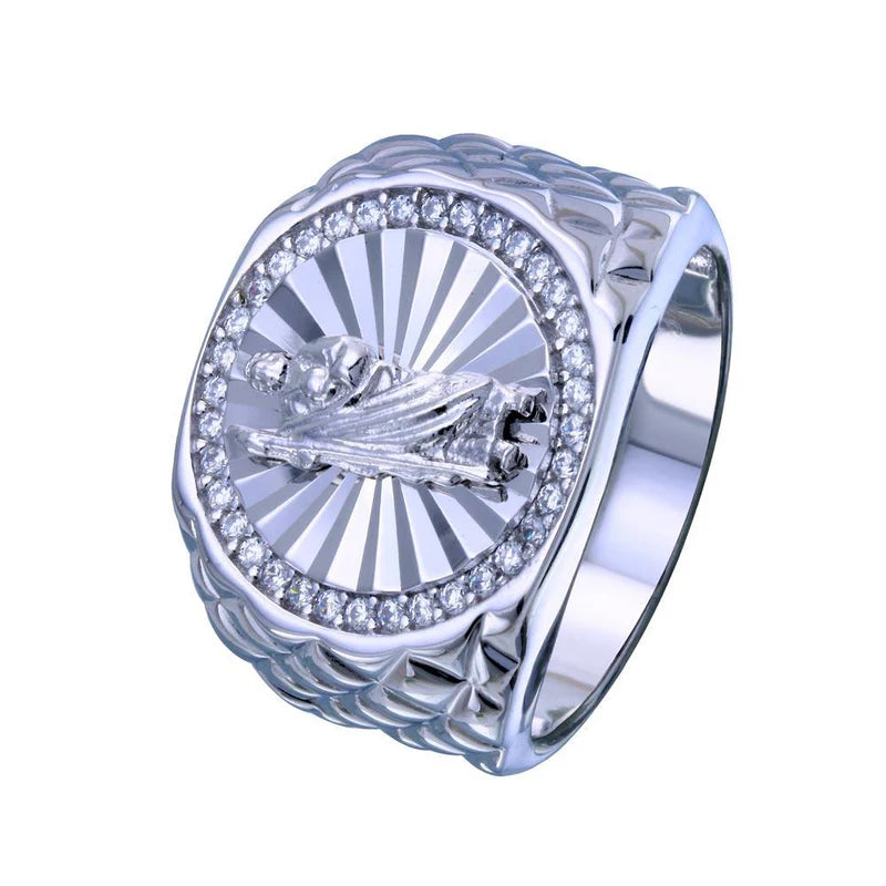 925 Sterling Silver Saint Jude CZ Ring for men