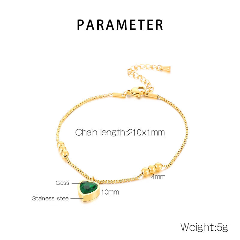 Glass Shell Heart Pendant Anklets