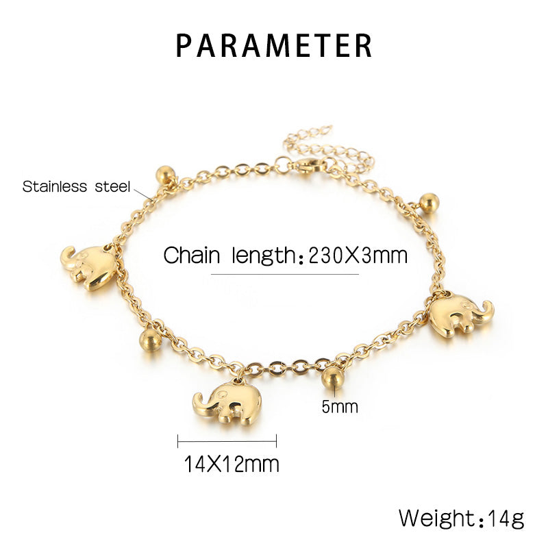 Elephant Bead Adjustable Charm Anklet