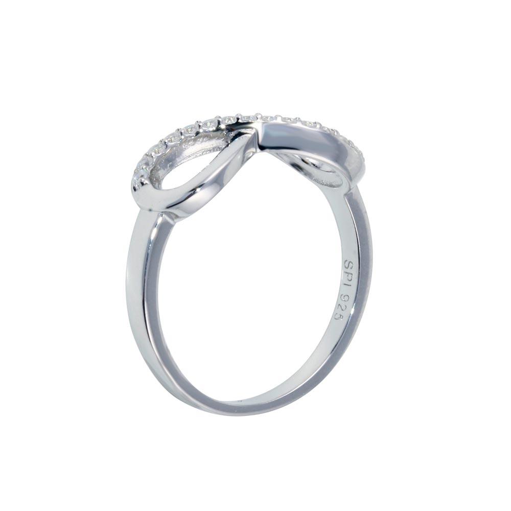 925 Sterling Silver Clear CZ Infinity Ring