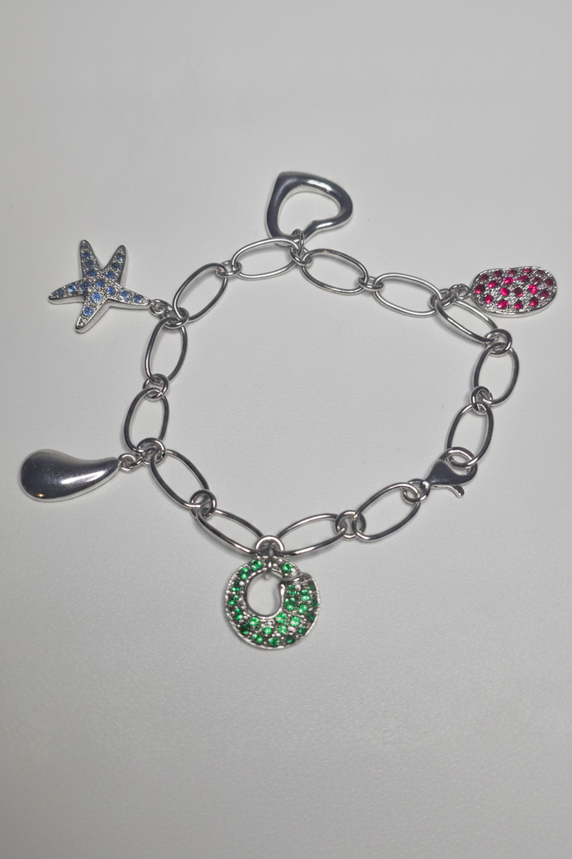 925 Sterling Silver Sealife Charm Bracelet