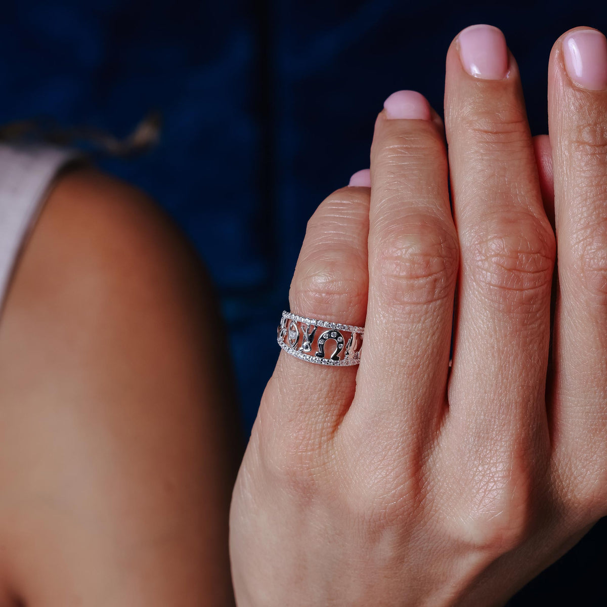 925 Sterling Silver Lucky Symbols CZ Ring