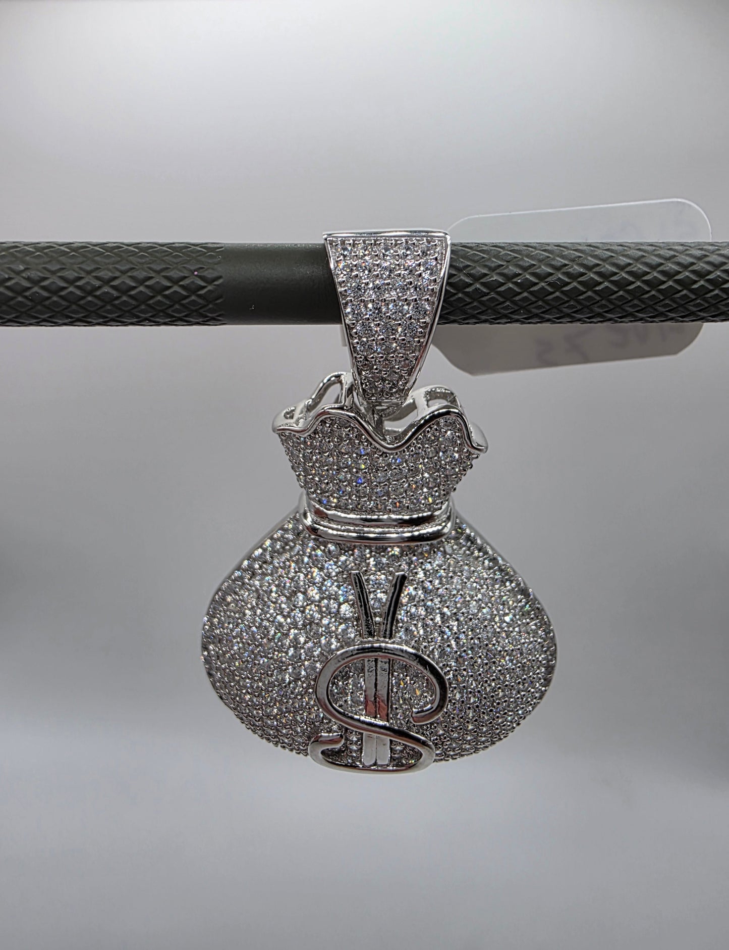 925 Sterling Silver CZ Money Bag Hip Hop Pendant