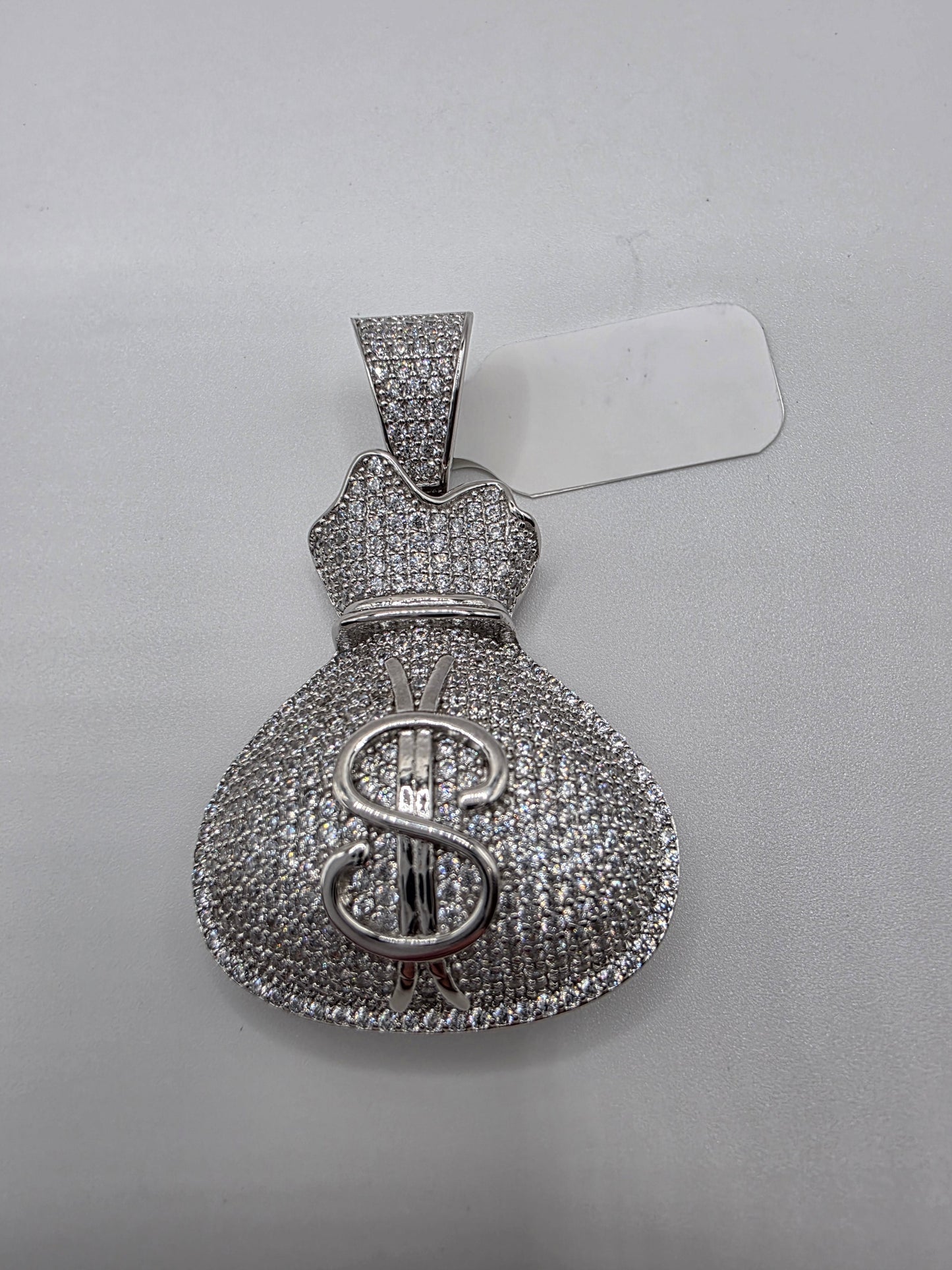 925 Sterling Silver CZ Money Bag Hip Hop Pendant