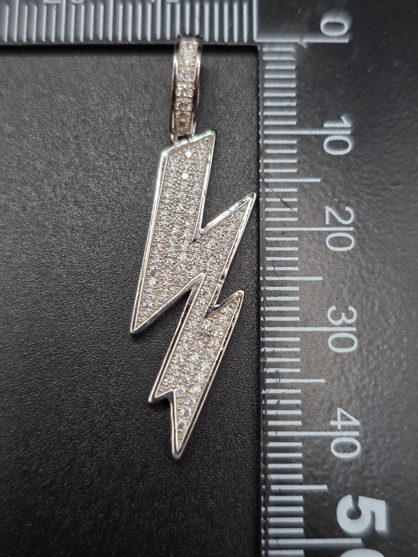 925 Sterling Silver Lightning Clear CZ Pendant