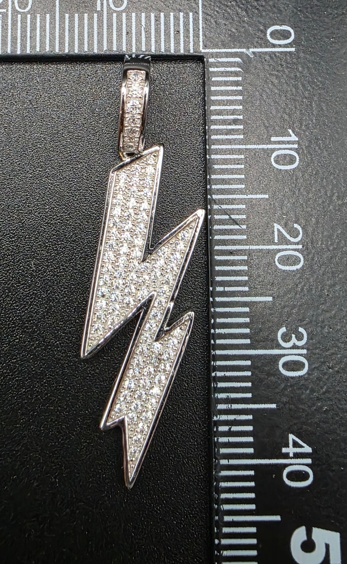 925 Sterling Silver Lightning Clear CZ Pendant