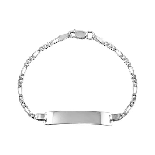 925 Sterling Silver Figaro Baby ID Bracelet