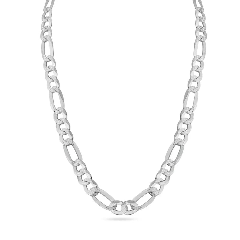 925 Sterling Silver Diamond Cut Figaro Bracelet 7.8mm
