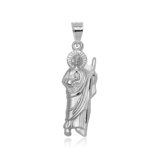925 Sterling Silver High Polished Small St. Jude Charm Pendant
