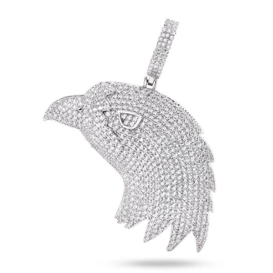 925 Sterling Silver Eagle Head Clear CZ Pendant