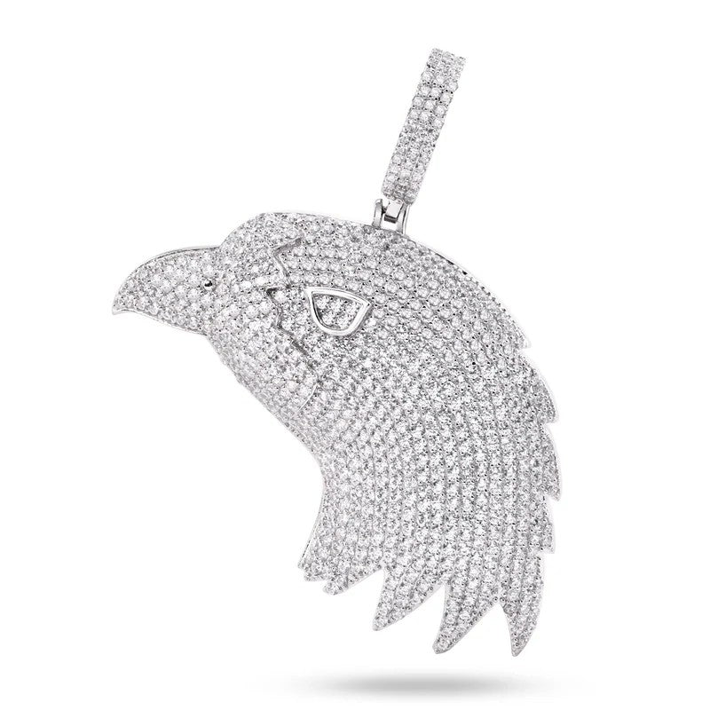 925 Sterling Silver Eagle Head Clear CZ Pendant
