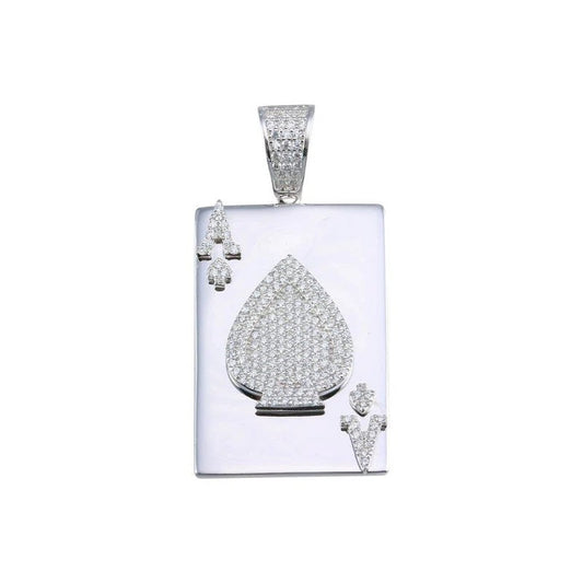 925 Sterling Silver Ace of Spades Card Hip Hop Pendant