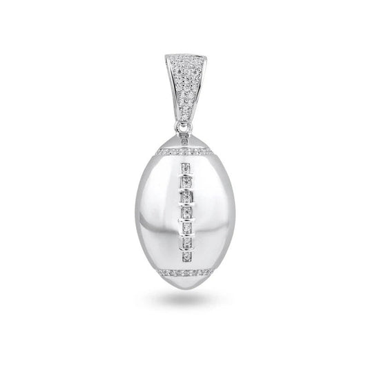 925 Sterling Silver Football Clear CZ Pendant