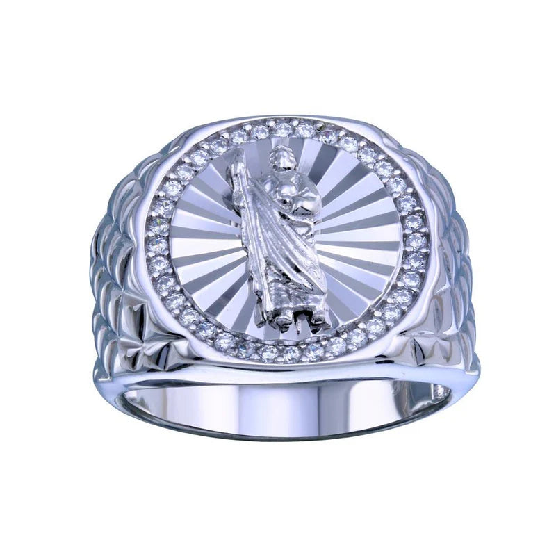 925 Sterling Silver Saint Jude CZ Ring for men