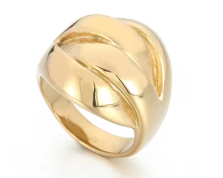 Anillo unisex bañado en oro de 18 quilates