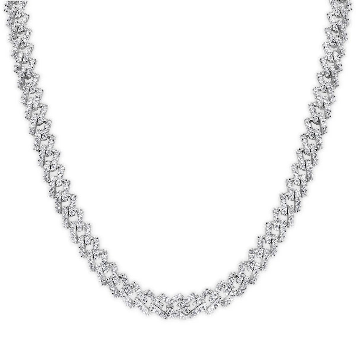 925 Sterling Silver 5.5mm CZ Encrusted Monaco Chain