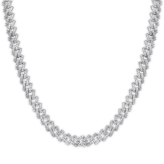 925 Sterling Silver 5.5mm CZ Encrusted Monaco Chain