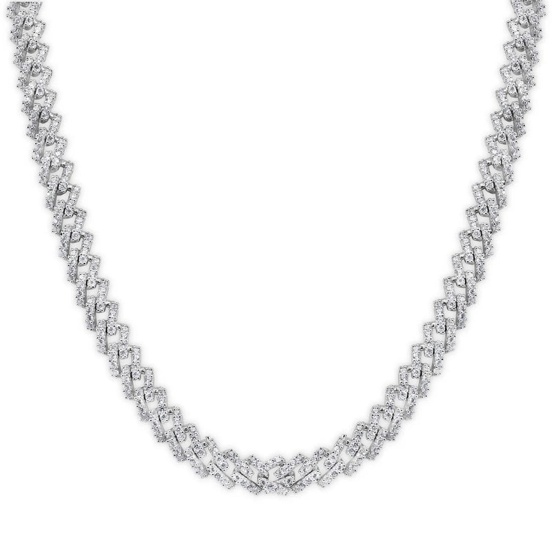 925 Sterling Silver 5.5mm CZ Encrusted Monaco Chain
